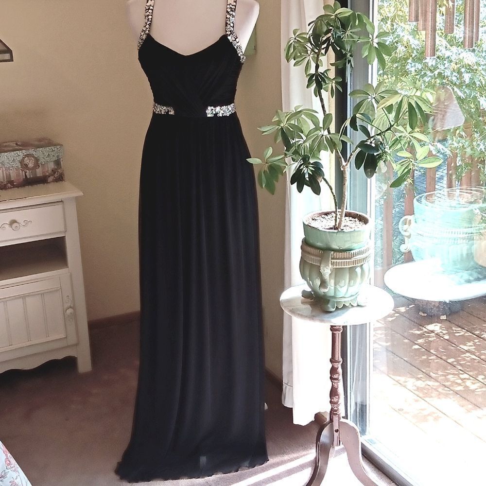 City Triangles Embellished Black Formal Dress.Prom.Formal.Embellished.Old Movies
